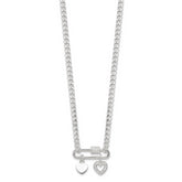 Sterling Silver RH-plated CZ Heart Moveable 16.25in w/2in ext Necklace
